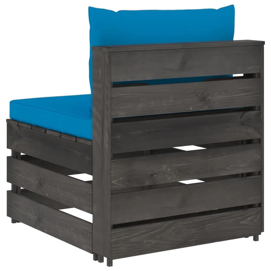 Canapé central sectionnel avec coussins Bois imprégné de gris - 4