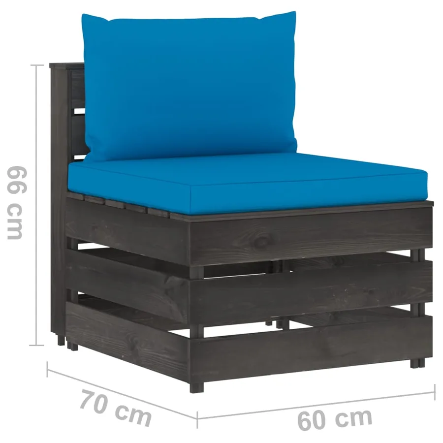 Canapé central sectionnel avec coussins Bois imprégné de gris - 6