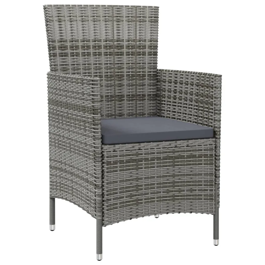 Ensemble à manger d'extérieur 9pcs coussins Résine tressée Gris - 3