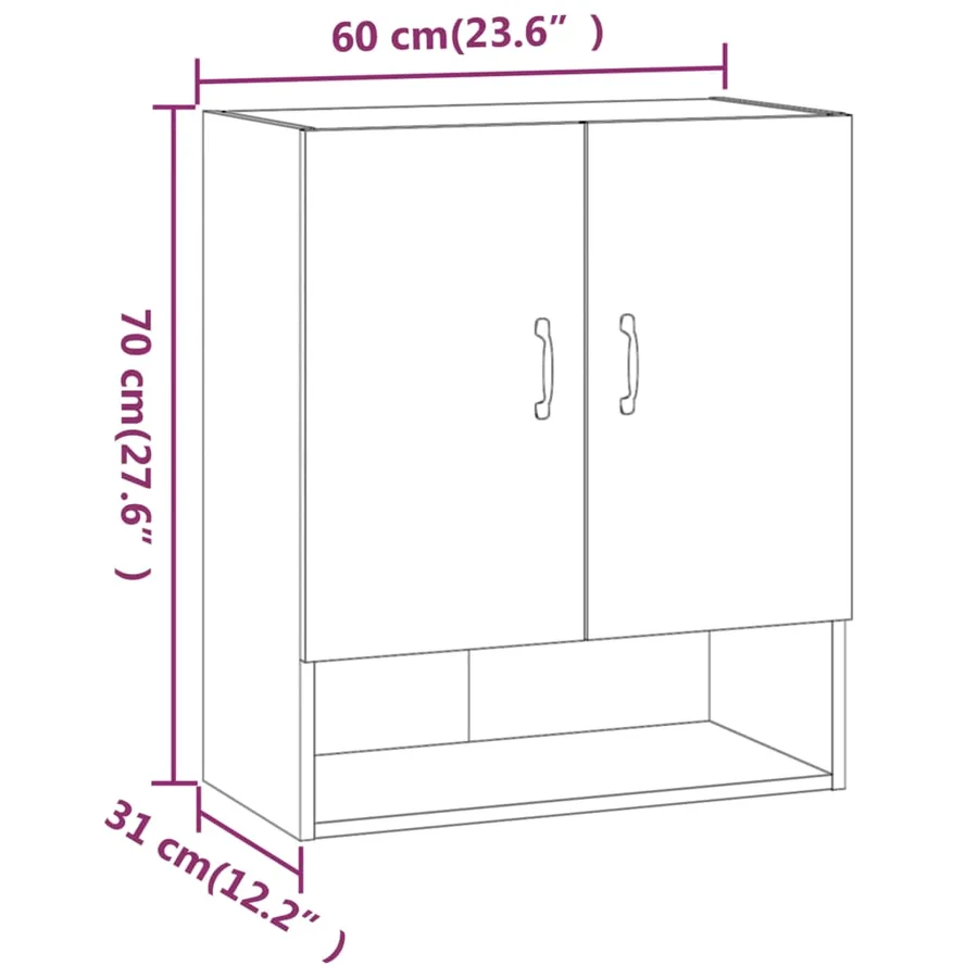 Armoire murale Blanc 60x31x70 cm Bois d'ingénierie - 9