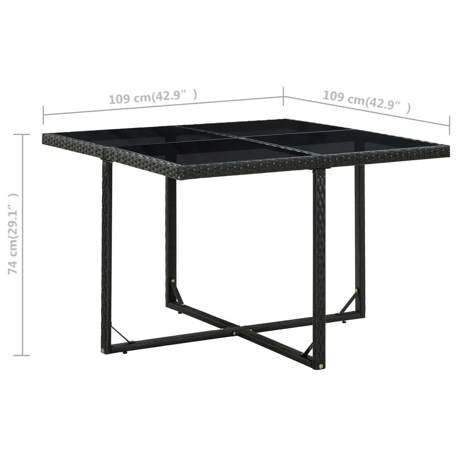 Ensemble à manger d’extérieur 9 pcs coussin Résine tressée Noir - 11