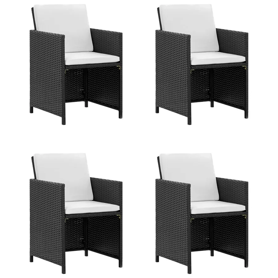 Ensemble à manger d’extérieur 9 pcs coussin Résine tressée Noir - 2
