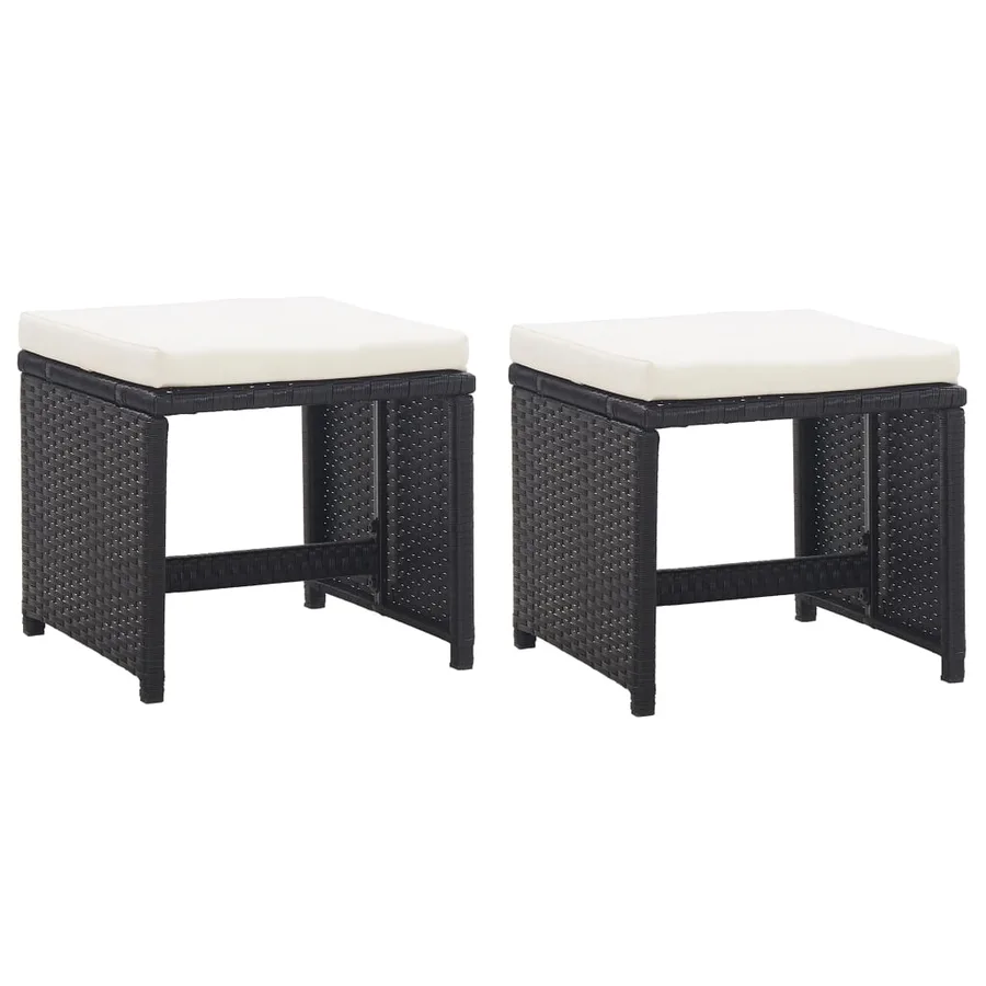 Ensemble à manger d’extérieur 9 pcs coussin Résine tressée Noir - 5