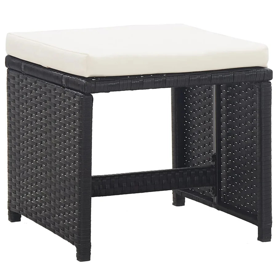 Ensemble à manger d’extérieur 9 pcs coussin Résine tressée Noir - 6
