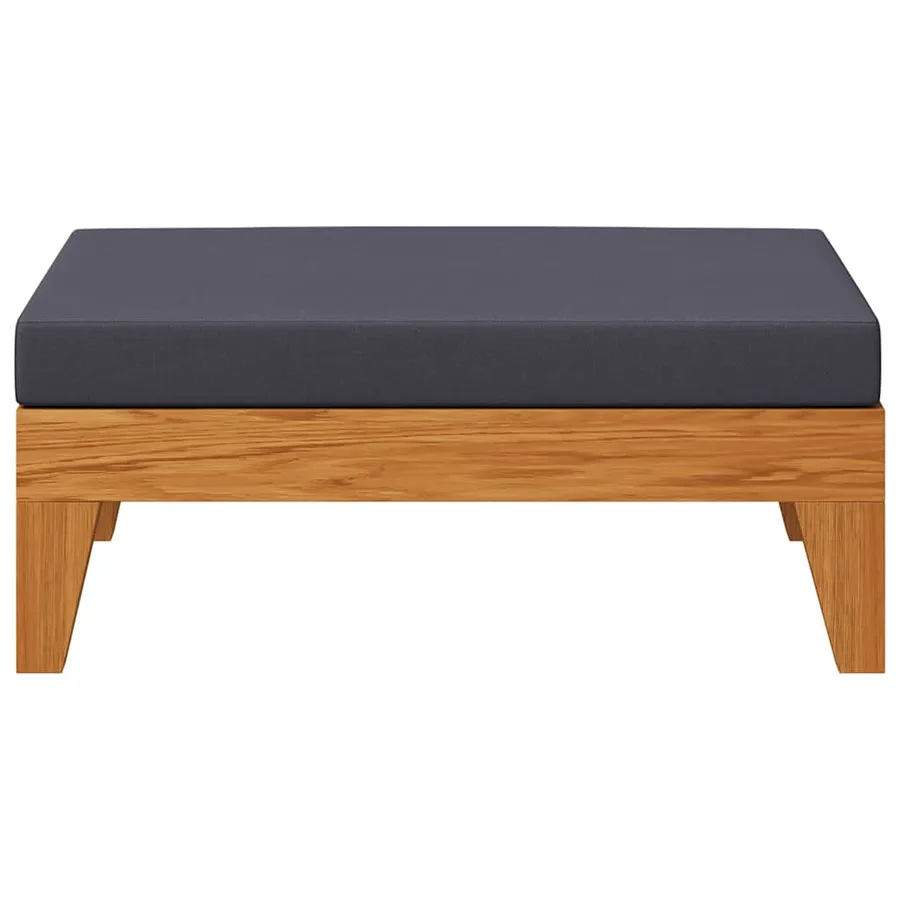 Repose-pied sectionnel avec coussin gris foncé Bois d'acacia - 3