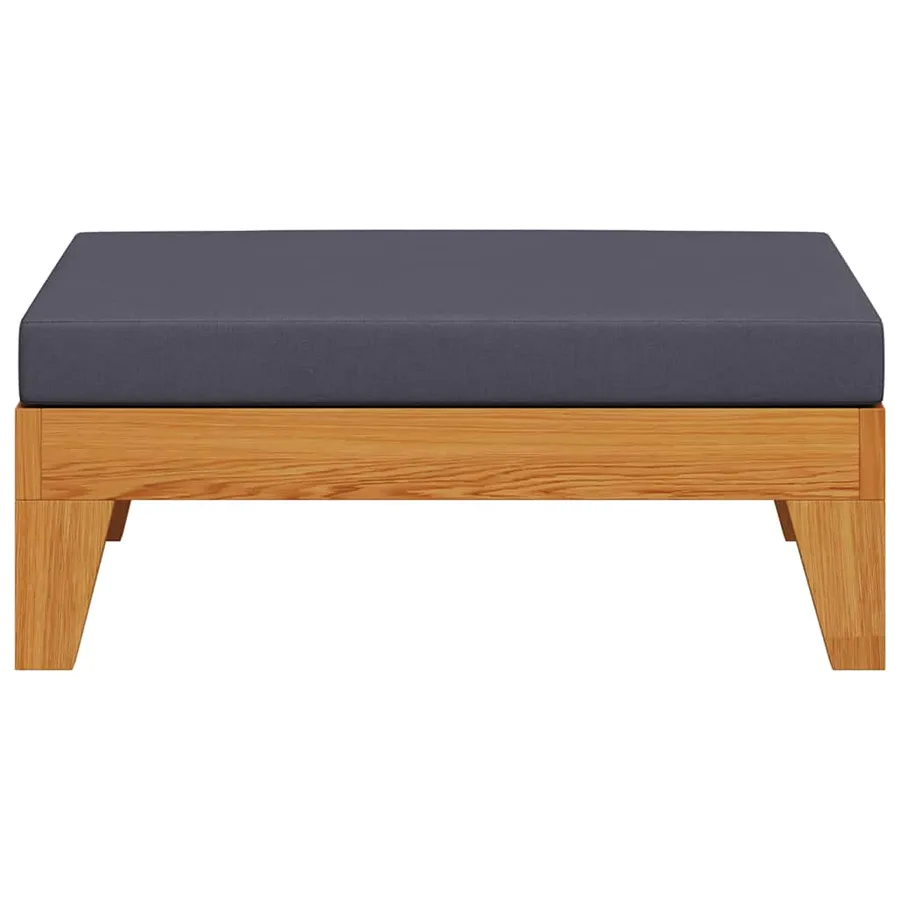 Repose-pied sectionnel avec coussin gris foncé Bois d'acacia - 5