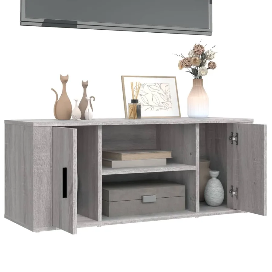 Meuble TV Sonoma gris 100x35x40 cm Bois d'ingénierie - 4