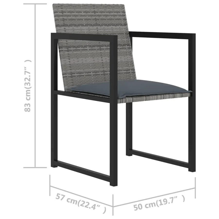 Ensemble à manger d'extérieur 5pcs coussins résine tressée gris - 10