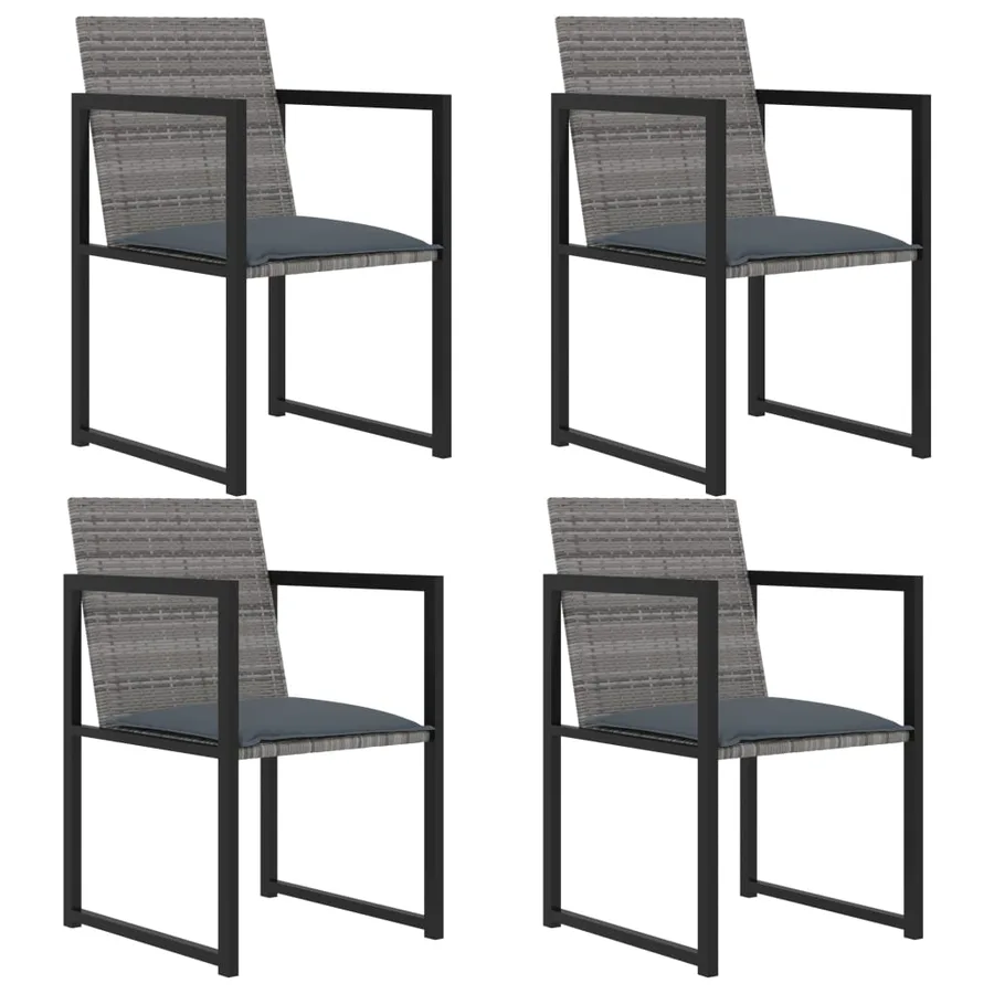 Ensemble à manger d'extérieur 5pcs coussins résine tressée gris - 2