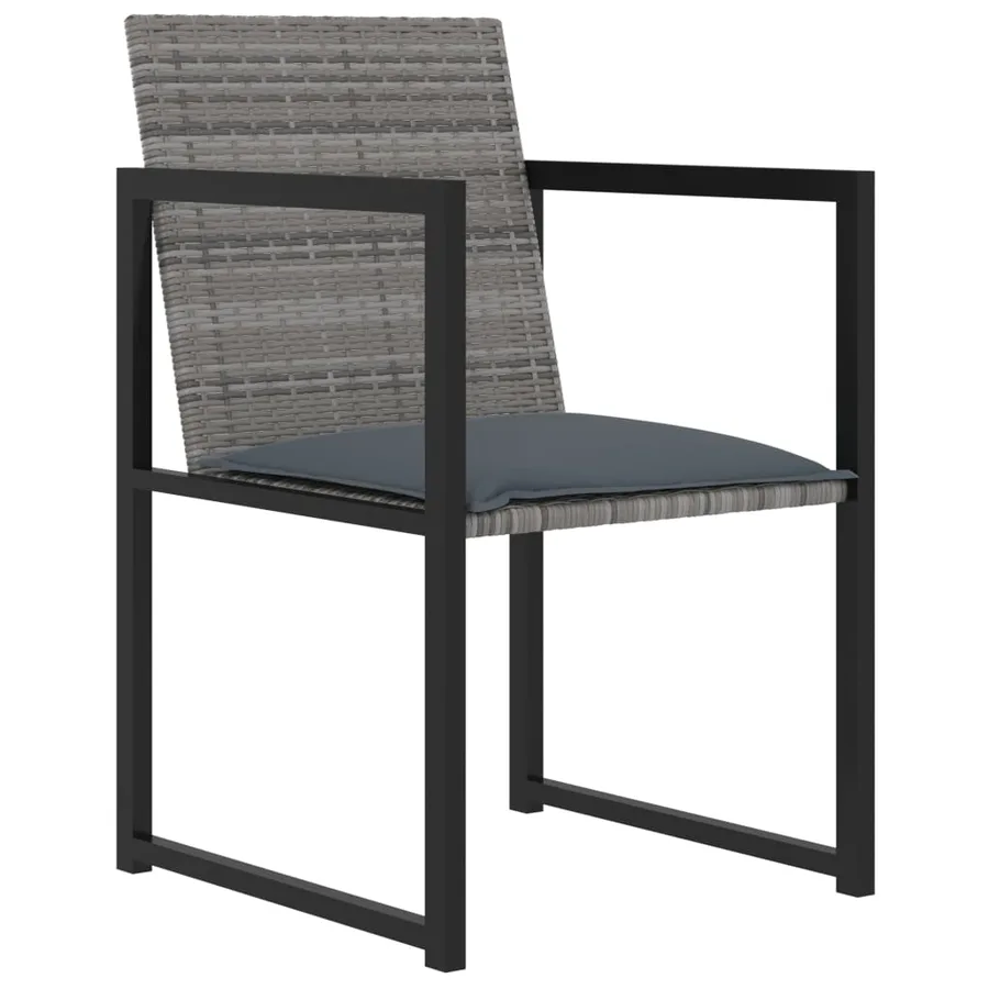 Ensemble à manger d'extérieur 5pcs coussins résine tressée gris - 3