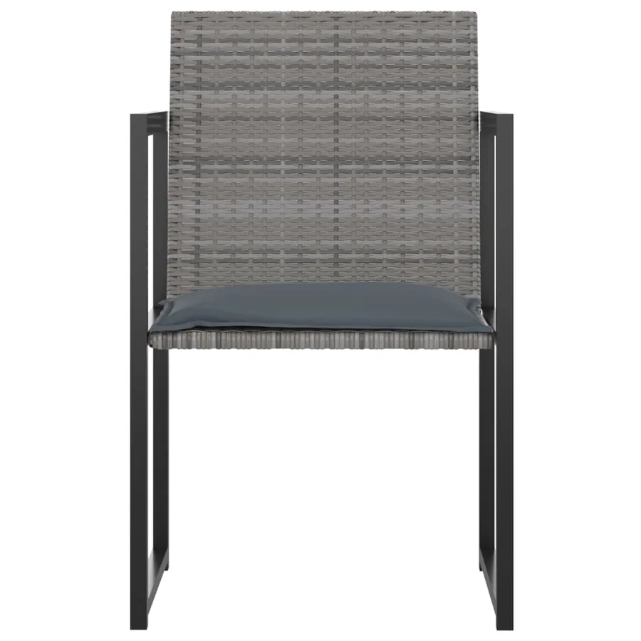 Ensemble à manger d'extérieur 5pcs coussins résine tressée gris - 4