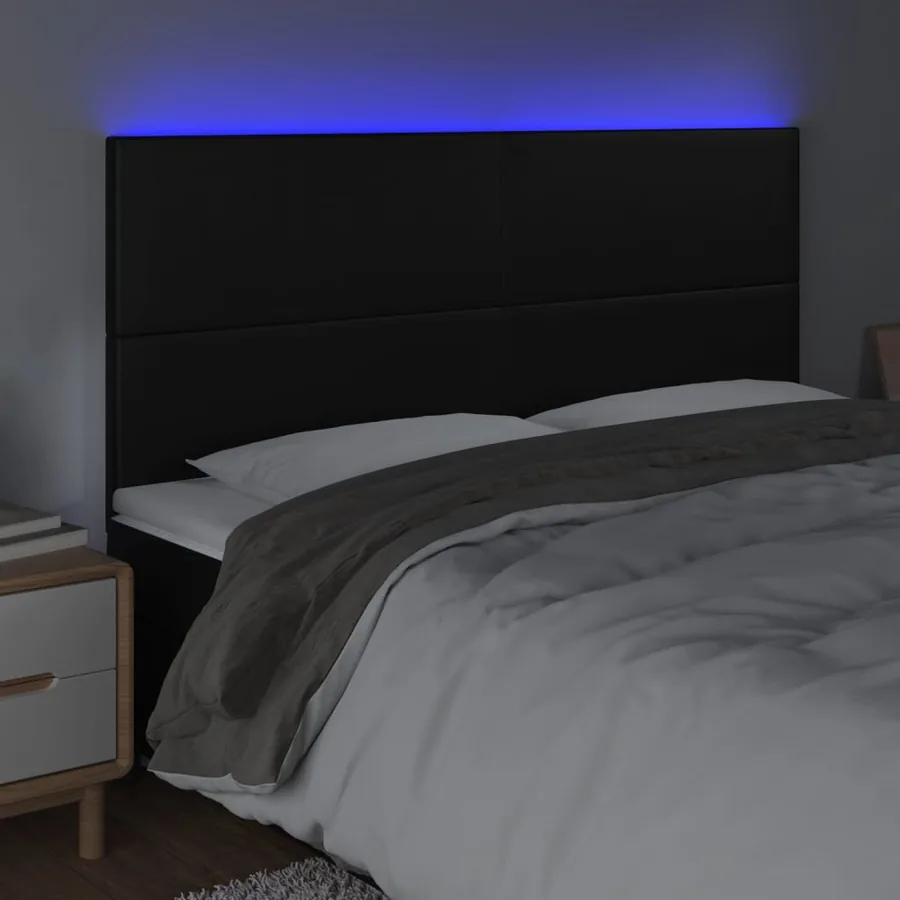 Tête de lit à LED Noir 180x5x118/128 cm Similicuir - 3