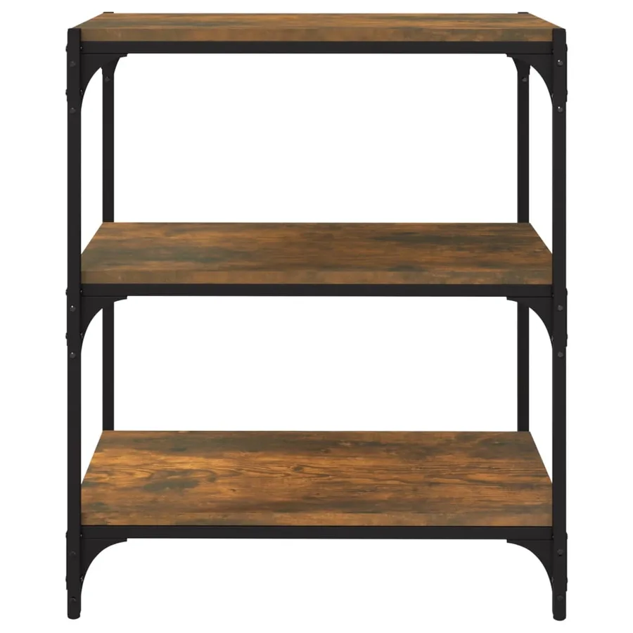 Bibliothèque Chêne fumé 60x33x70,5cm Bois d'ingénierie et acier - 5