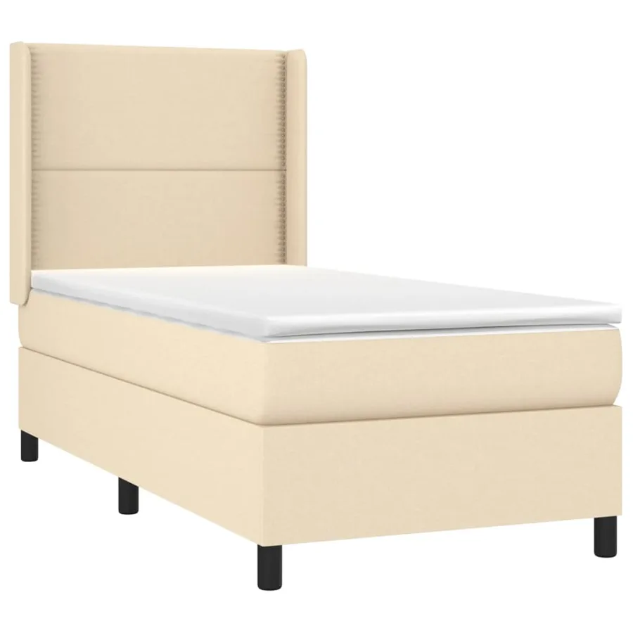 Sommier à lattes de lit avec matelas Crème 100x200 cm Tissu - 3