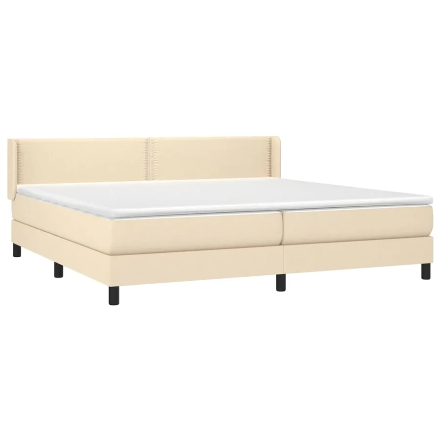 Sommier à lattes de lit avec matelas Crème 200x200 cm Tissu - 3