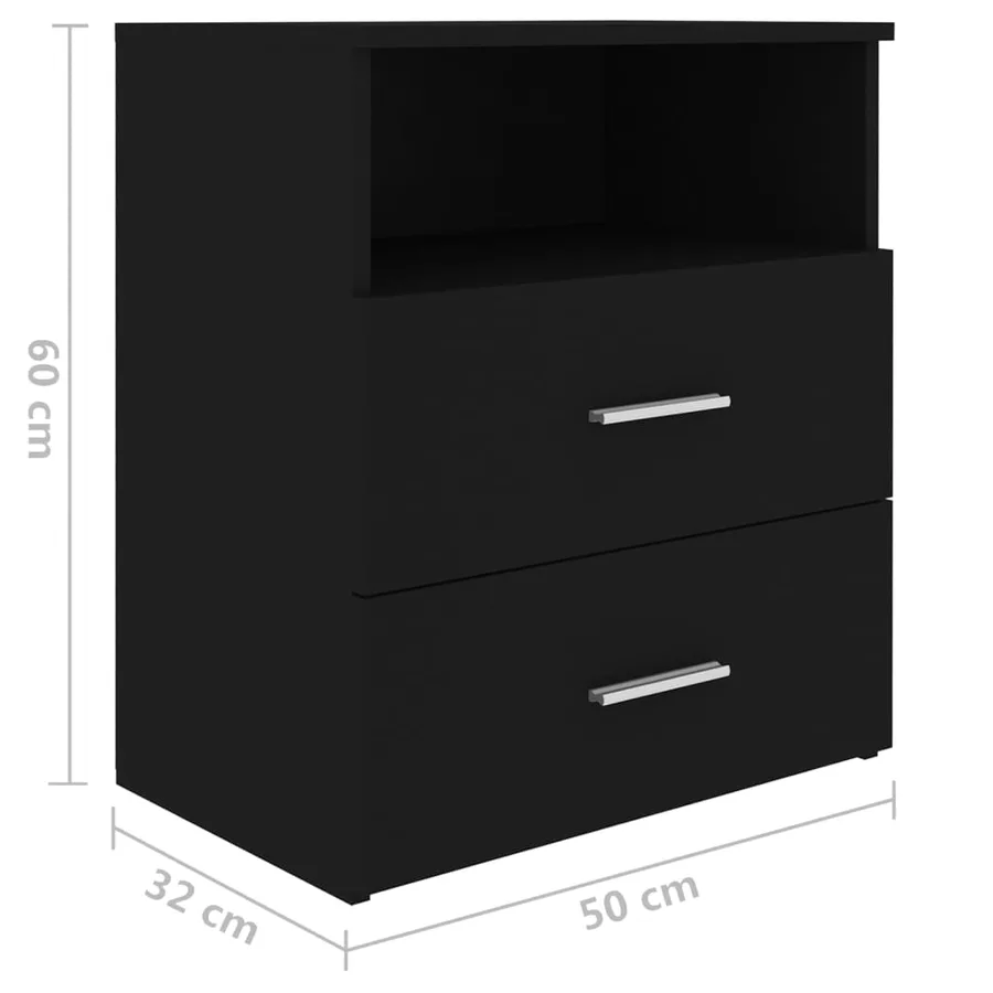 Tables de chevet 2 pcs Noir 50x32x60 cm - 9
