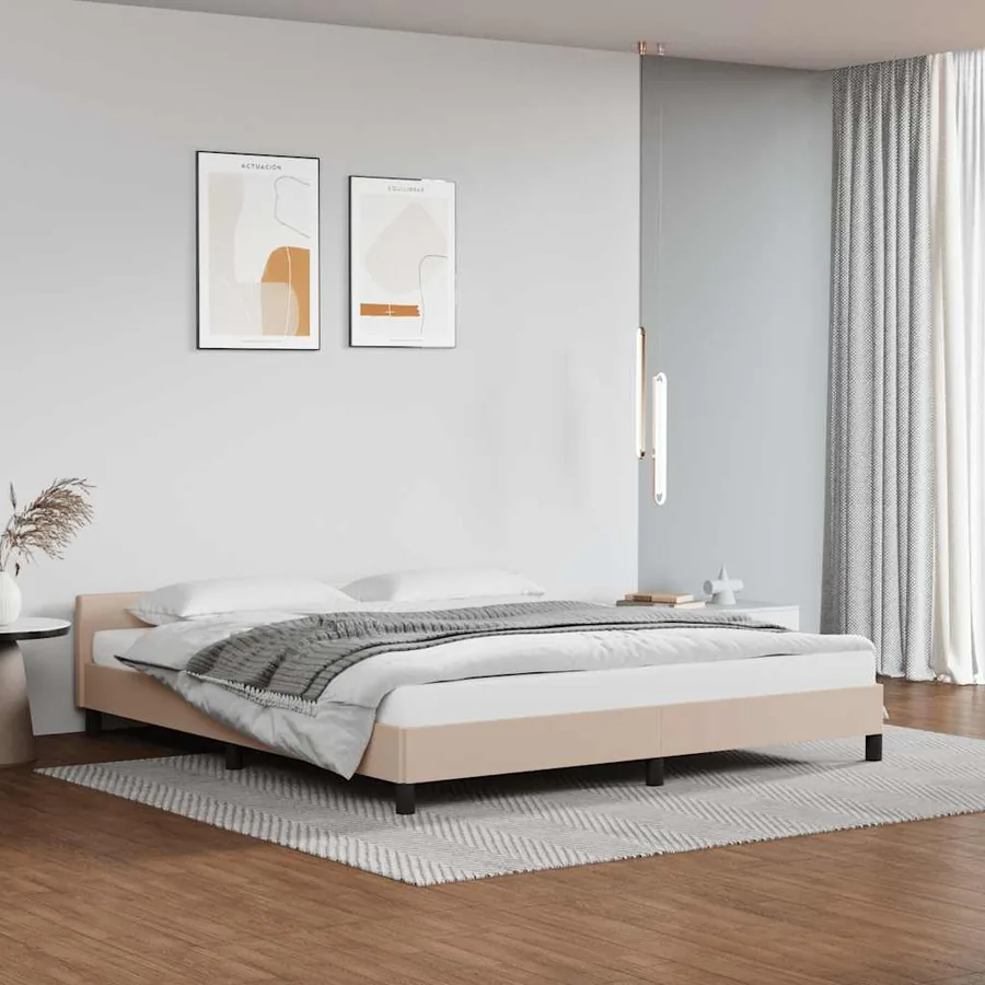 Cadre de lit avec tête de lit sans matelas cappuccino 160x200cm