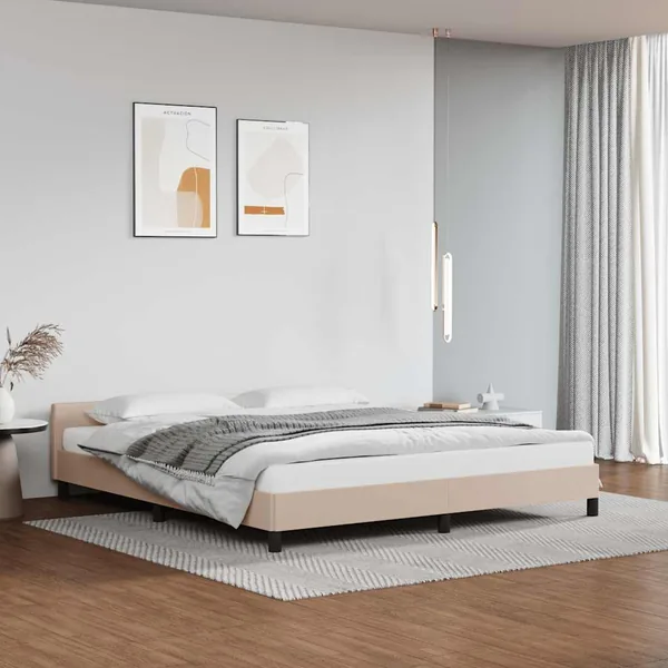 Cadre de lit avec tête de lit sans matelas cappuccino 160x200cm