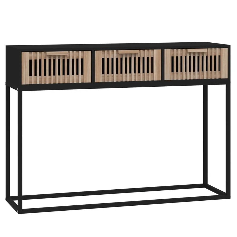 Table console noir 105x30x75 cm bois d'ingénierie et fer - 2