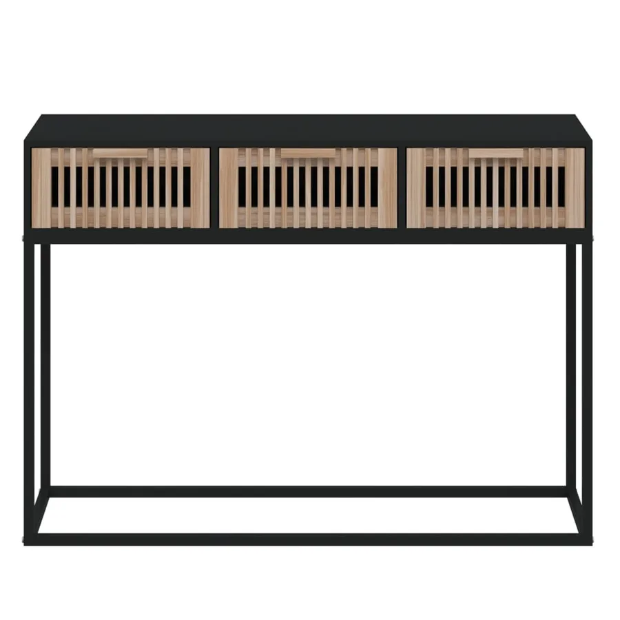Table console noir 105x30x75 cm bois d'ingénierie et fer - 4