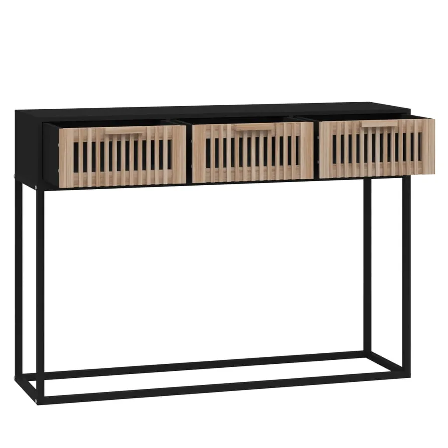 Table console noir 105x30x75 cm bois d'ingénierie et fer - 5