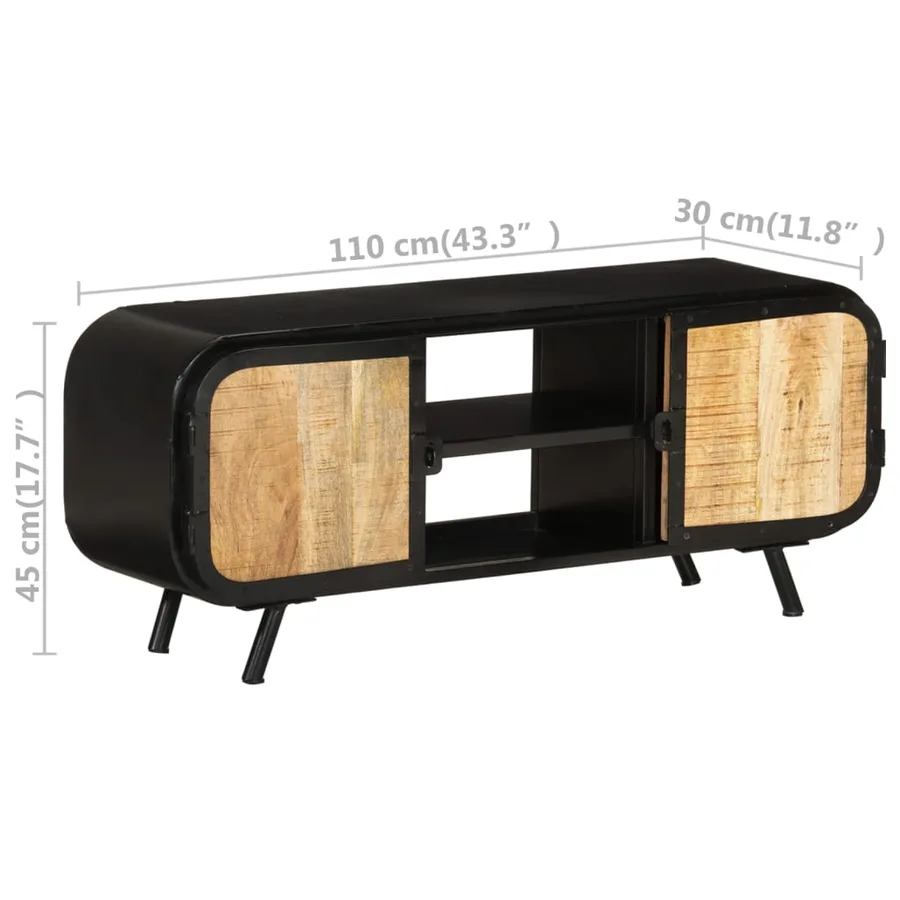 Meuble TV 110x30x45 cm Bois de manguier brut - 10