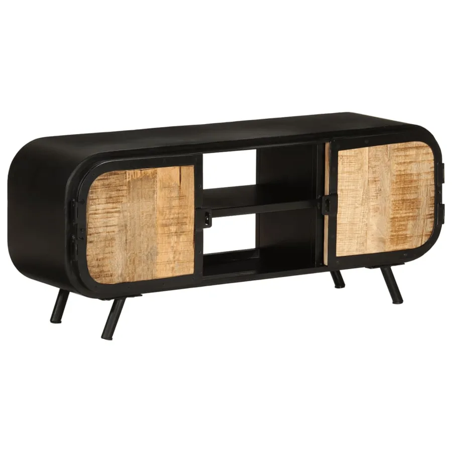 Meuble TV 110x30x45 cm Bois de manguier brut - 12