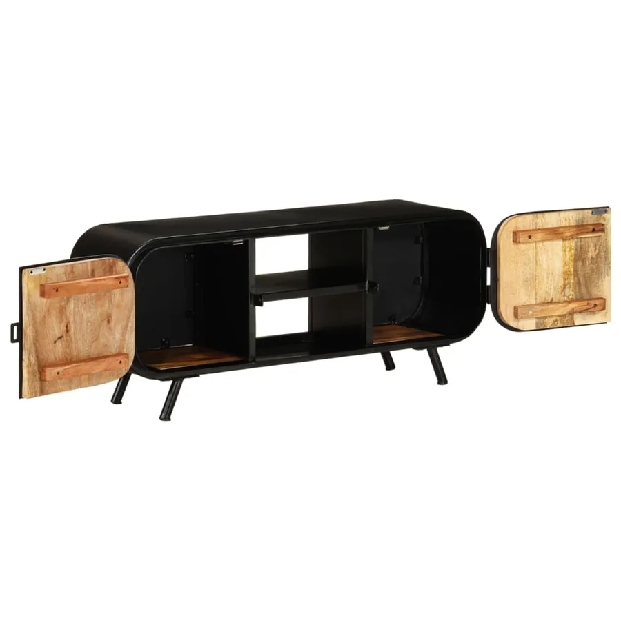 Meuble TV 110x30x45 cm Bois de manguier brut - 4