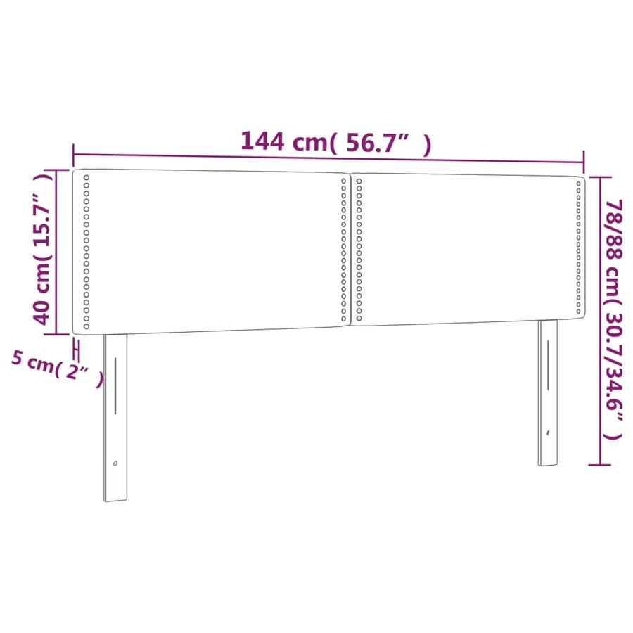 Têtes de lit Crème 144x5x78/88 cm Tissu - 8