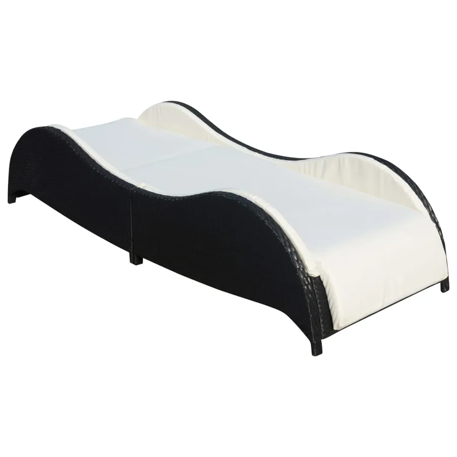 Chaise longue avec coussin Résine tressée Noir - 2