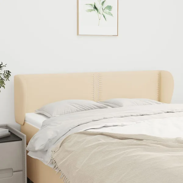 Tête de lit avec oreilles Crème 147x23x78/88 cm Tissu