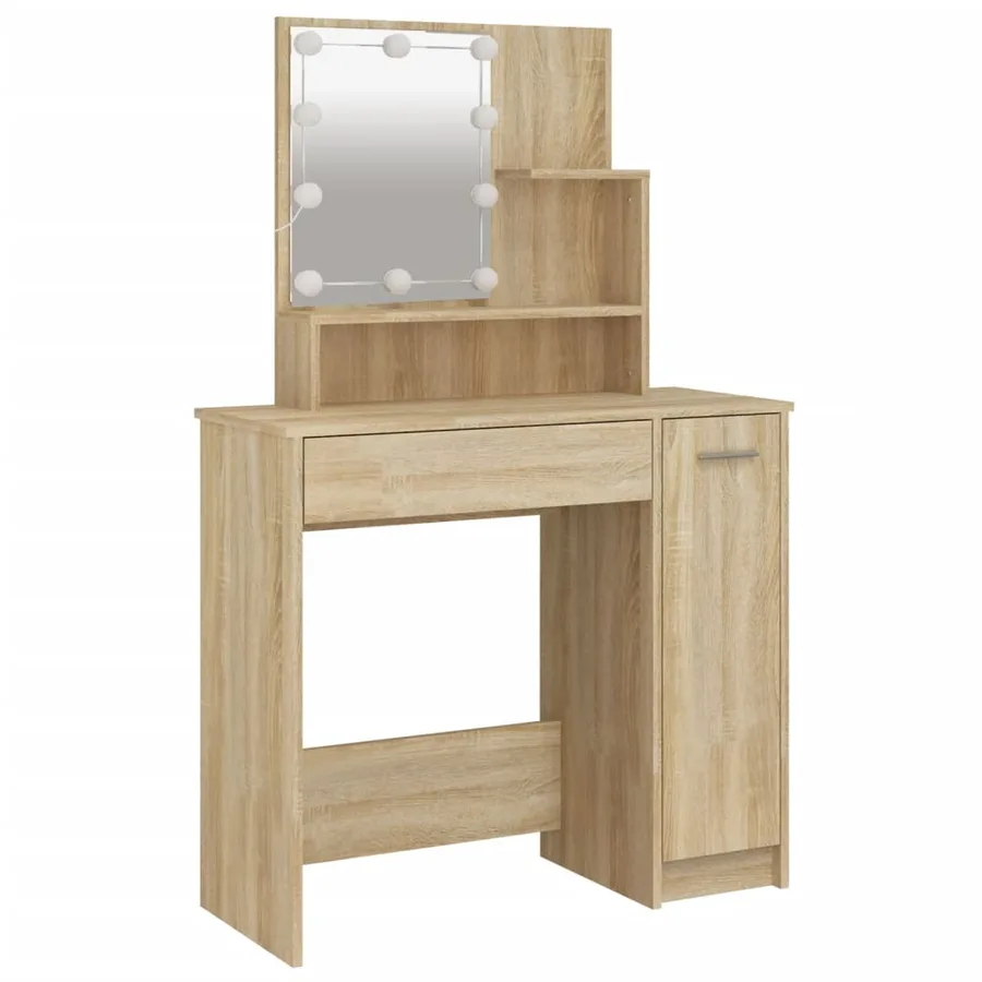 Ensemble de coiffeuse avec LED Chêne sonoma Bois d'ingénierie - 7
