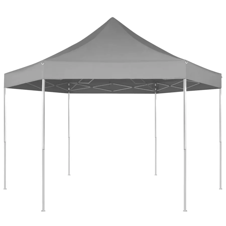 Chapiteau hexagonal pliable Gris 3,6x3,1 m