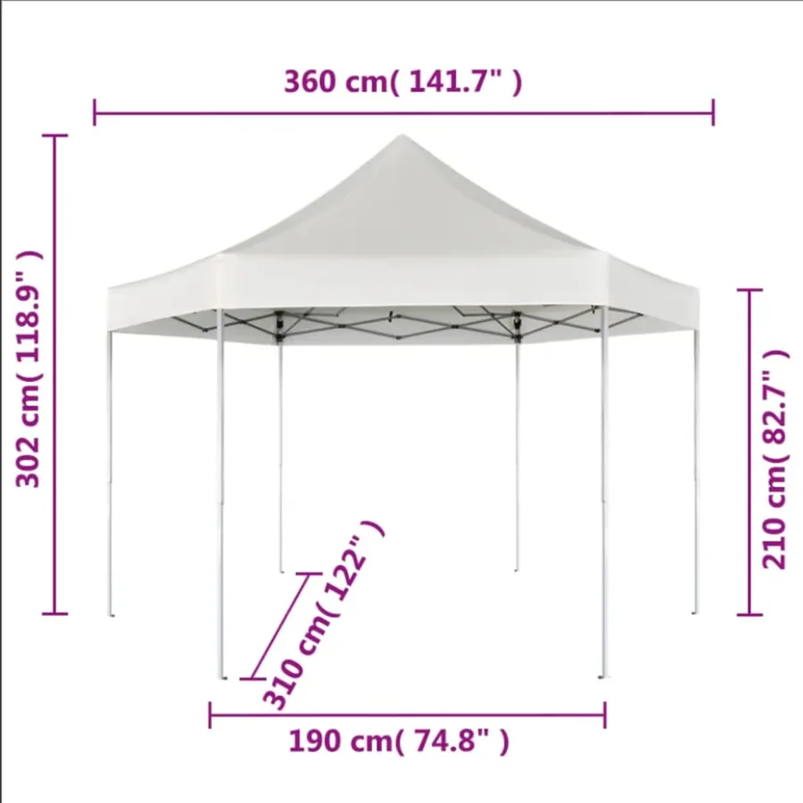 Chapiteau hexagonal pliable Gris 3,6x3,1 m - 9