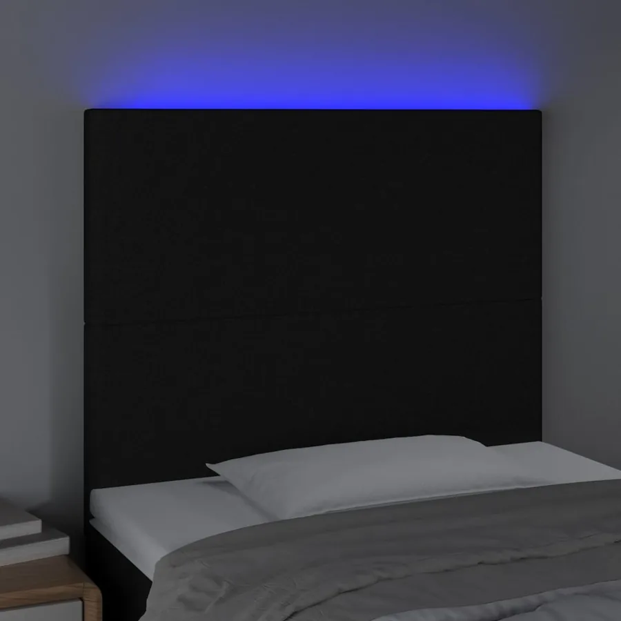 Tête de lit à LED Noir 90x5x118/128 cm Tissu - 3