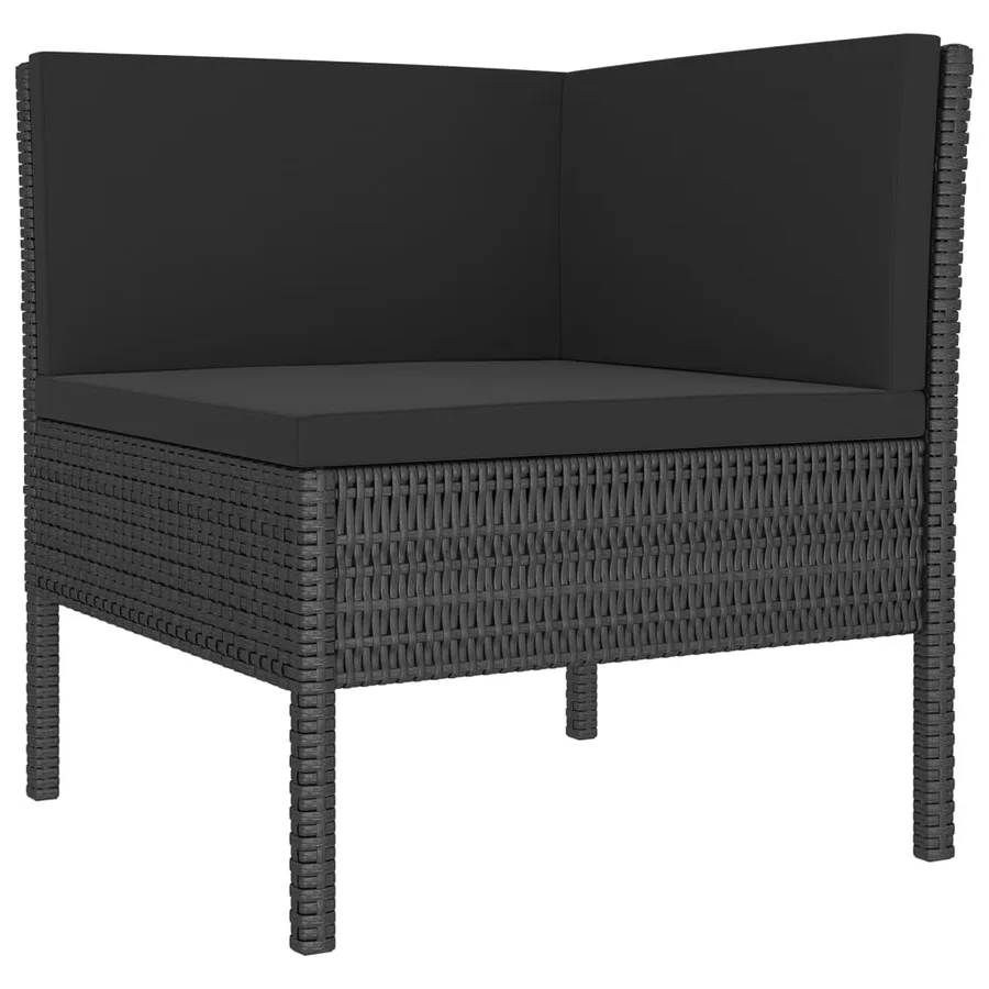 Salon de jardin 5 pcs avec coussins résine tressée noir - 3