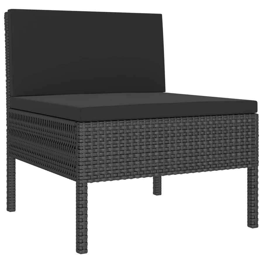 Salon de jardin 5 pcs avec coussins résine tressée noir - 4