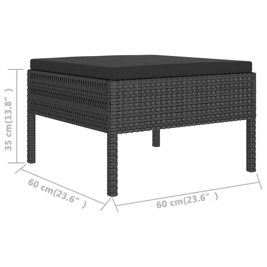 Salon de jardin 5 pcs avec coussins résine tressée noir - 9