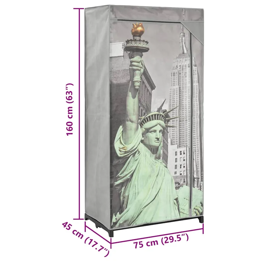 Garde-robe New York 75x45x160 cm Tissu - 8