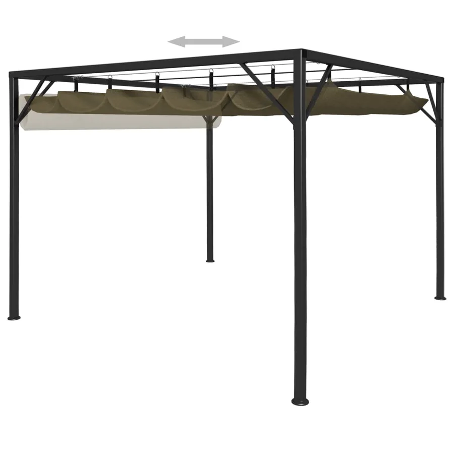 Chapiteau de jardin avec auvent rétractable 3x3m Taupe 180 g/m² - 6