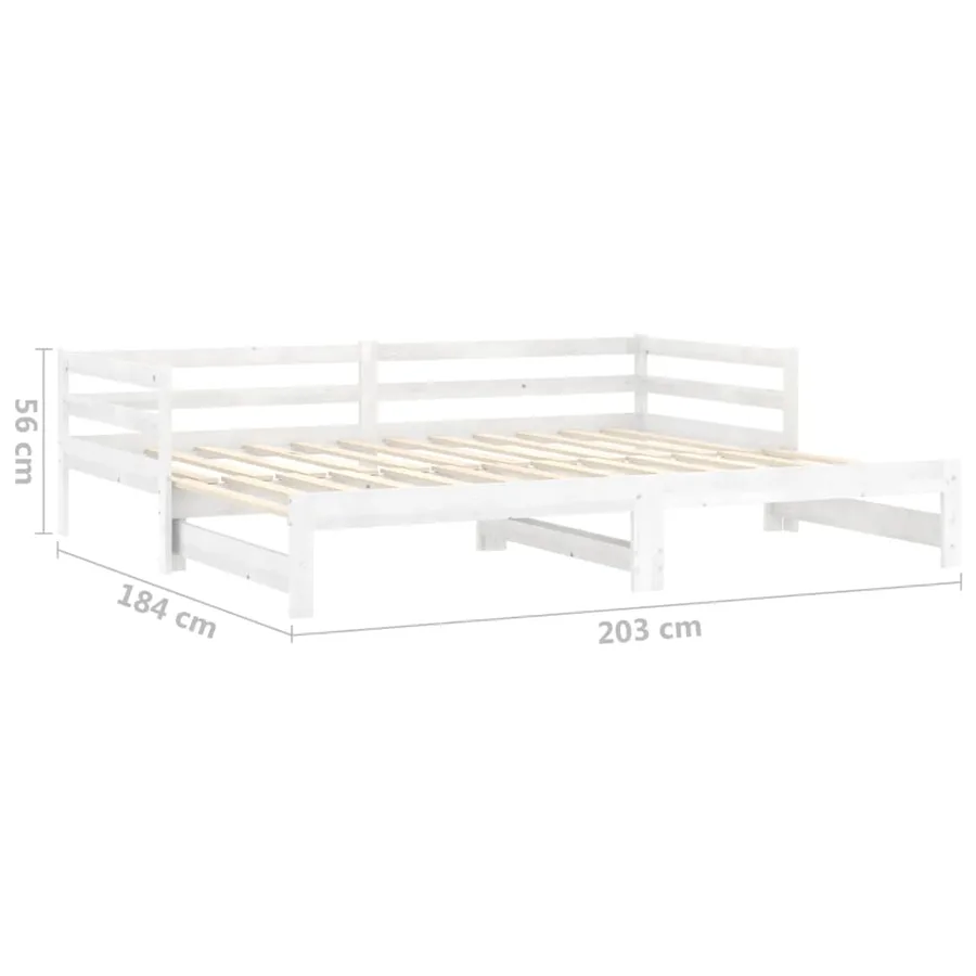Lit coulissant 2x(90x200) cm Blanc Bois de pin massif - 10