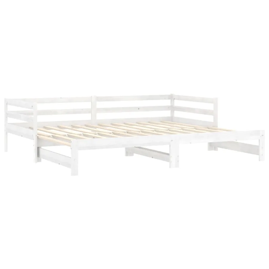 Lit coulissant 2x(90x200) cm Blanc Bois de pin massif - 4
