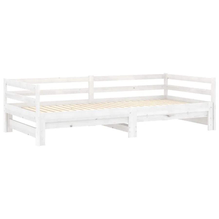 Lit coulissant 2x(90x200) cm Blanc Bois de pin massif - 5