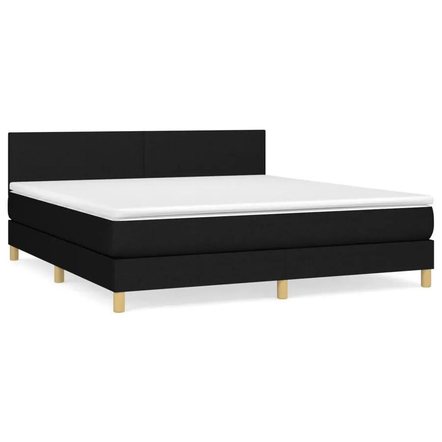 Sommier à lattes de lit avec matelas Noir 180x200 cm Tissu - 2