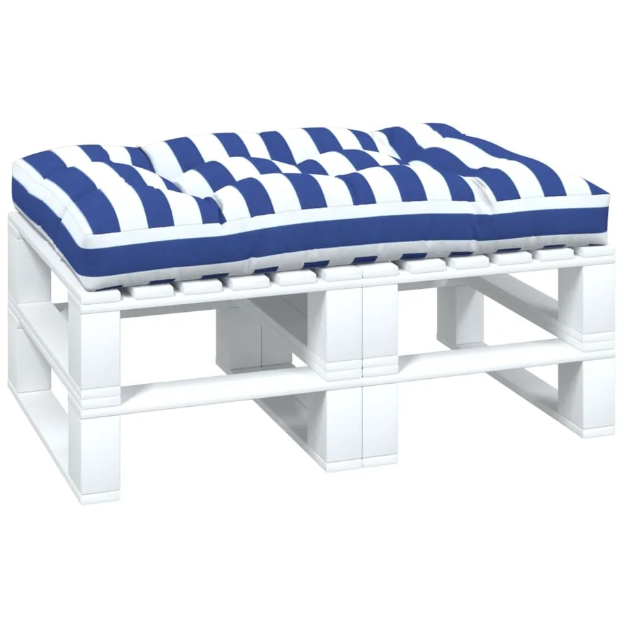 Coussin de palette rayures bleues et blanches 120x80x12cm tissu - 3