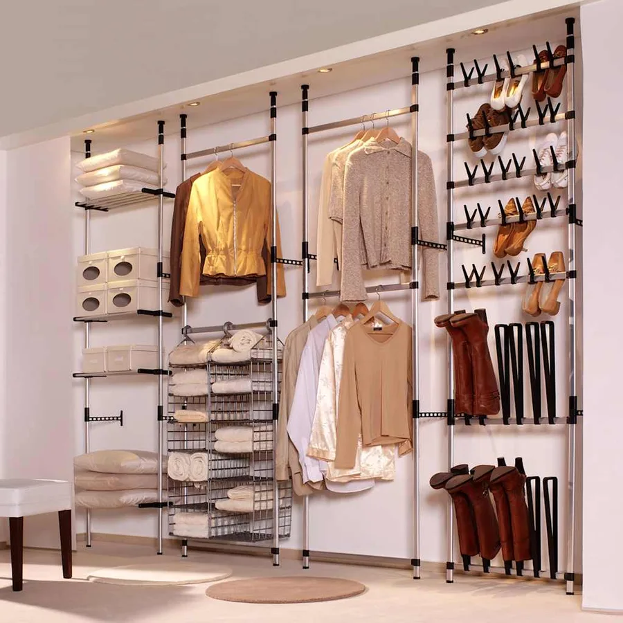 Système de garde-robe télescopique avec étagères Aluminium - 3