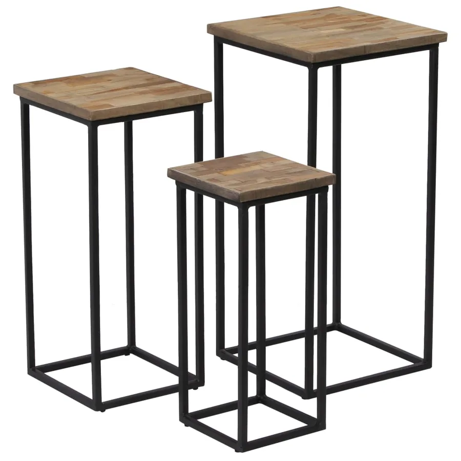 Ensemble de tables pour plante 3 pcs Teck recyclé - 11