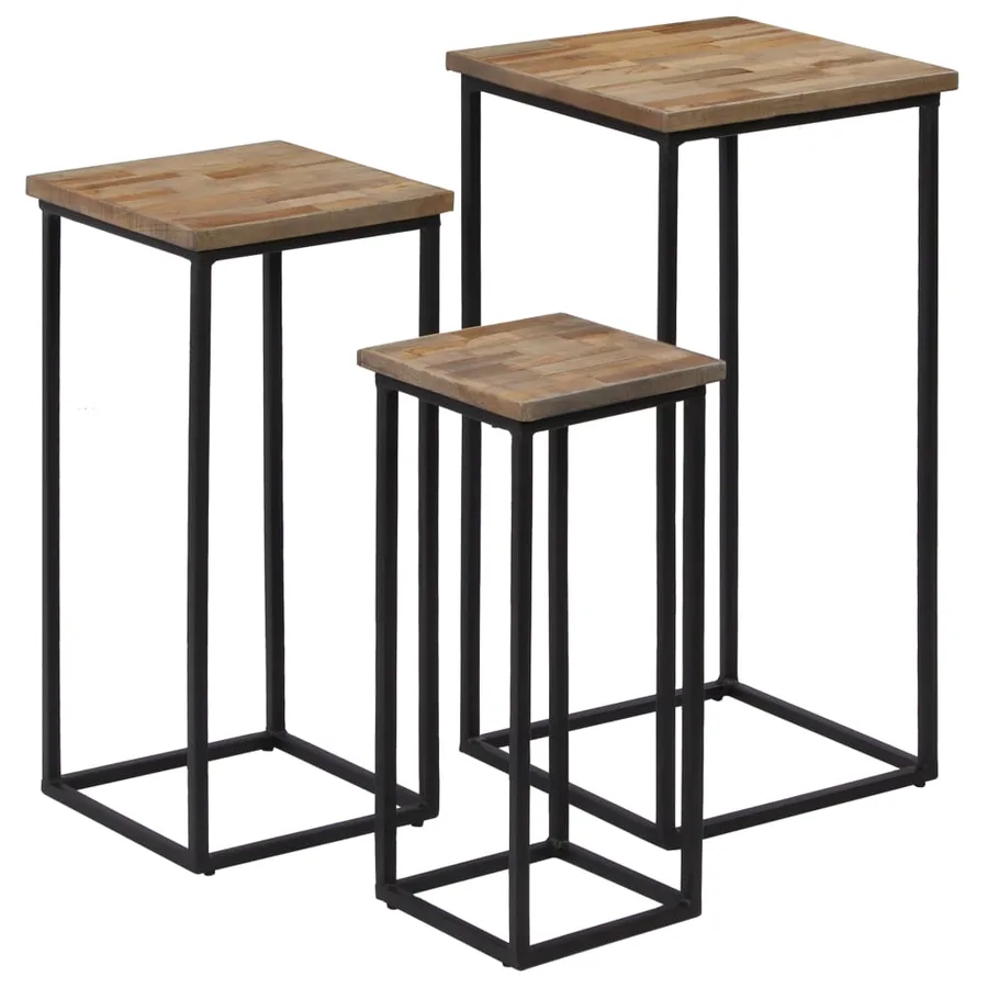 Ensemble de tables pour plante 3 pcs Teck recyclé - 13