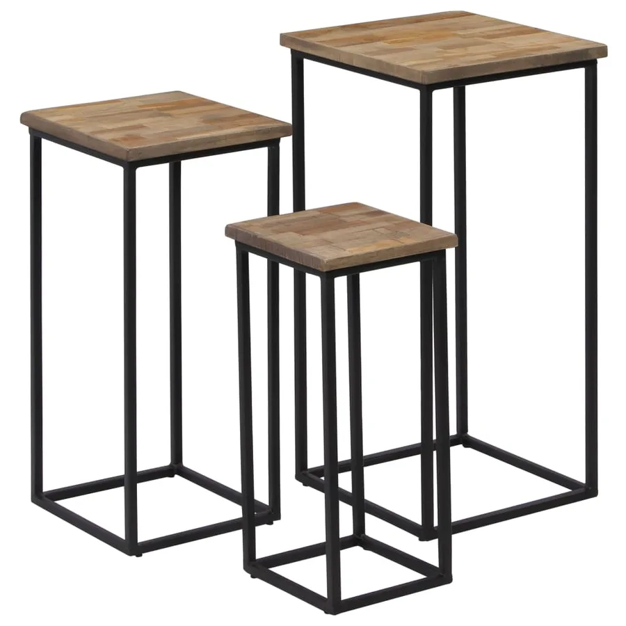 Ensemble de tables pour plante 3 pcs Teck recyclé - 14