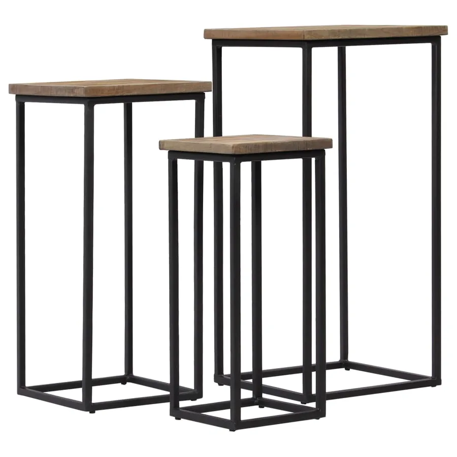 Ensemble de tables pour plante 3 pcs Teck recyclé - 2